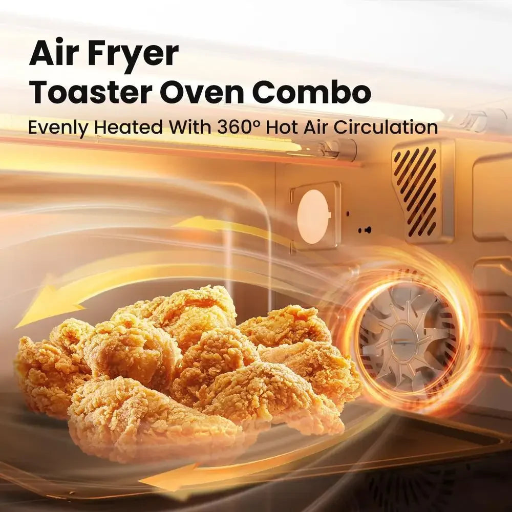 Toaster Oven Air Fryer 10-in-1 Convection Oven with Rapid Heat Technology Bake Broil Roast 6 Slices Accessories Included