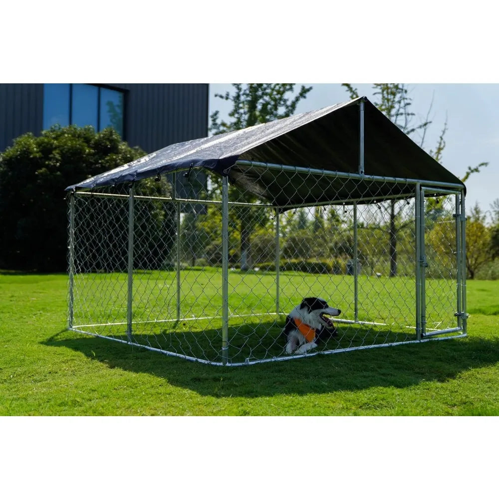 Outdoor Dog Playpen Heavy Duty Dog Kennel House Mesh Dog Big Cage Pet Kennel Steel Fence with Secure Lock