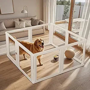 Citylife Dog Playpen with Door Clear Pet Playpen for Indoor Outdoor Easy to Install and Remove Puppy Playpen for Dogs, Cats, Bun