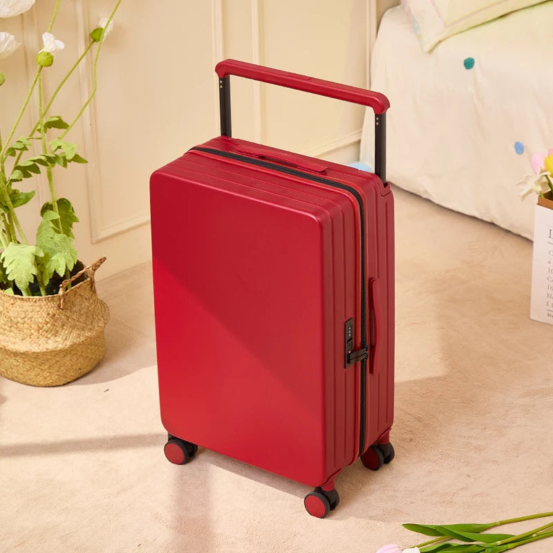 Durable Wide Handle Travel Suitcase Carry-On PC Material Luggage Trolley Case for Men And Women Available in 20 24 26 Inch Sizes