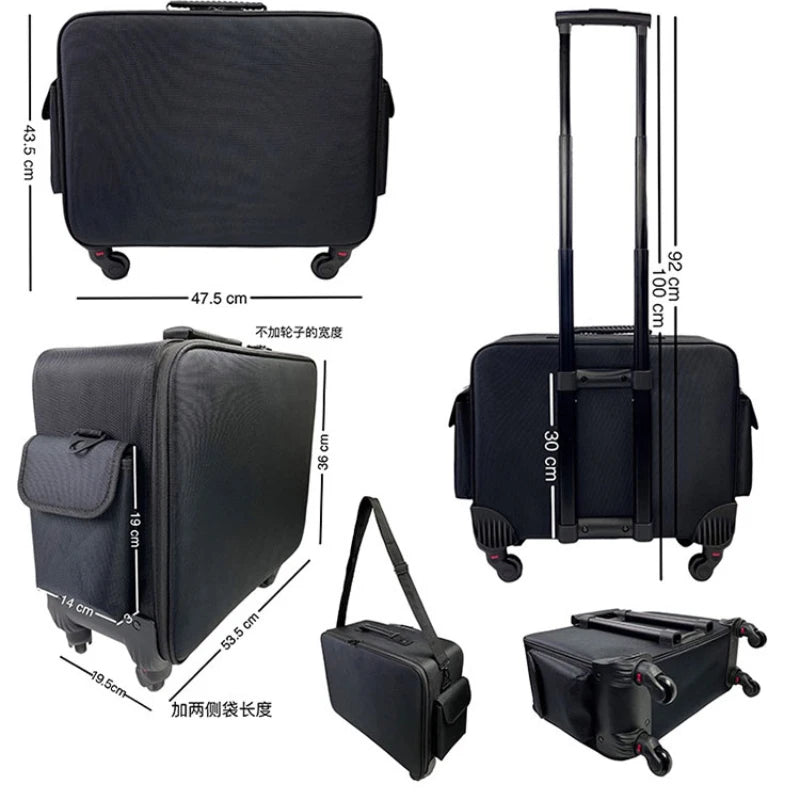 Makeup Suitcase Large Capacity Storage Trolley Case Multi-layer Embroidered Bag Professional Beauty Manicure Rolling Luggage