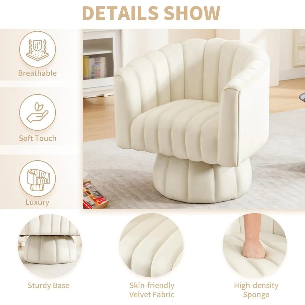 Swivel Accent Barrel Chair - Cute Comfy Small Round 360° Arm Chair Velvet Sofa Club Reading Chair for Living Room Bedroom