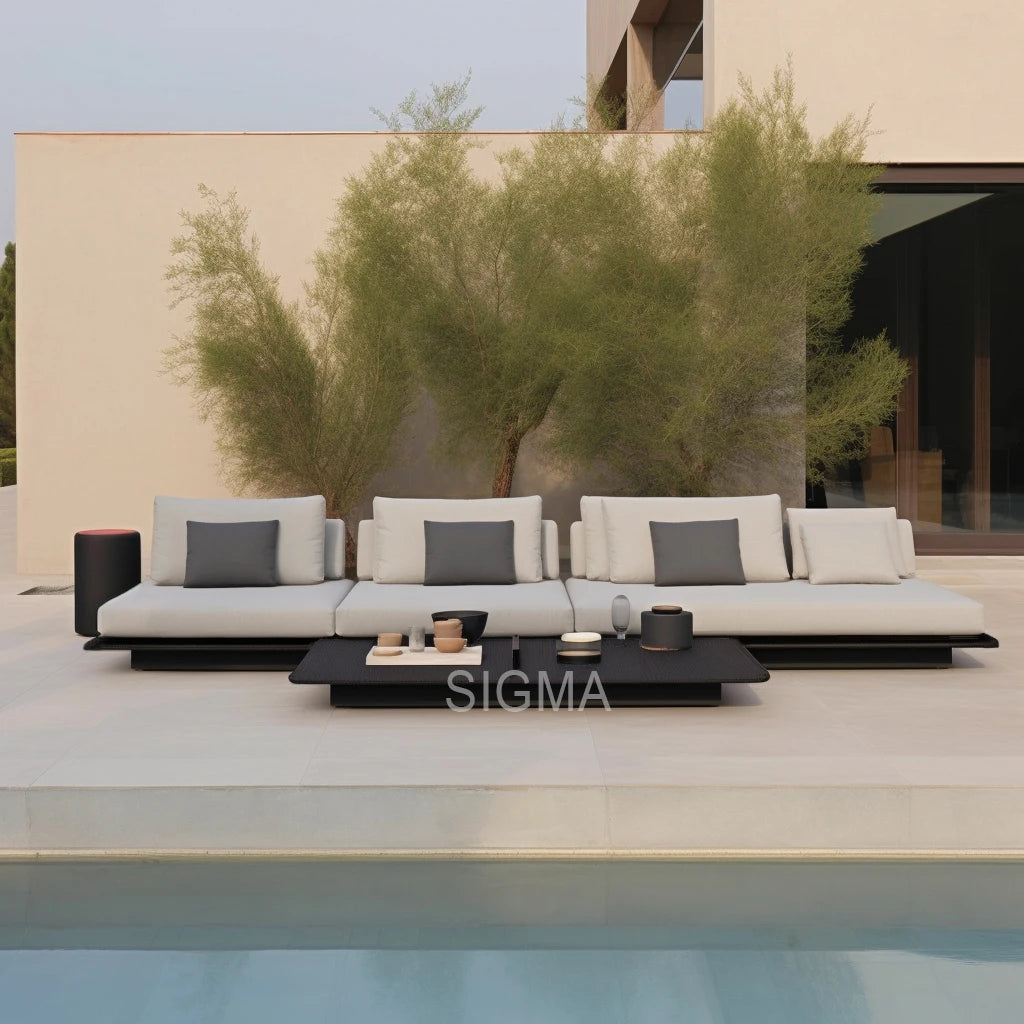 All Weather Outdoor Modern Patio Sofa Garden Furniture L Shape Luxury Aluminum Garden Sofa