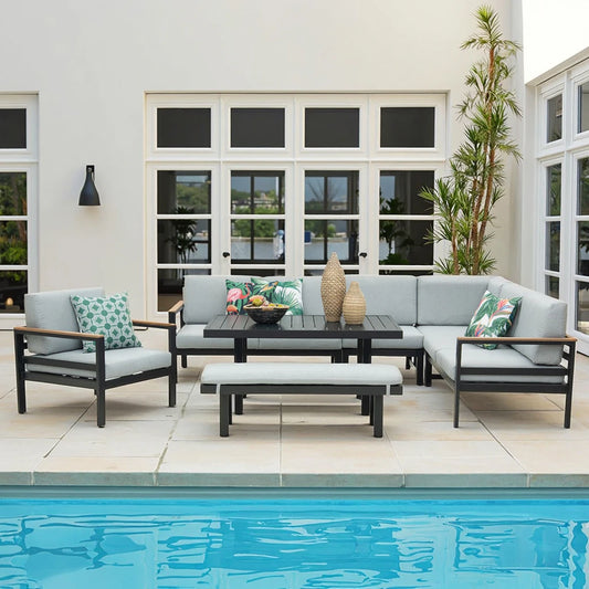 Modern exterior aluminum outdoor garden courtyard family hotel balcony leisure furniture corner sofa set