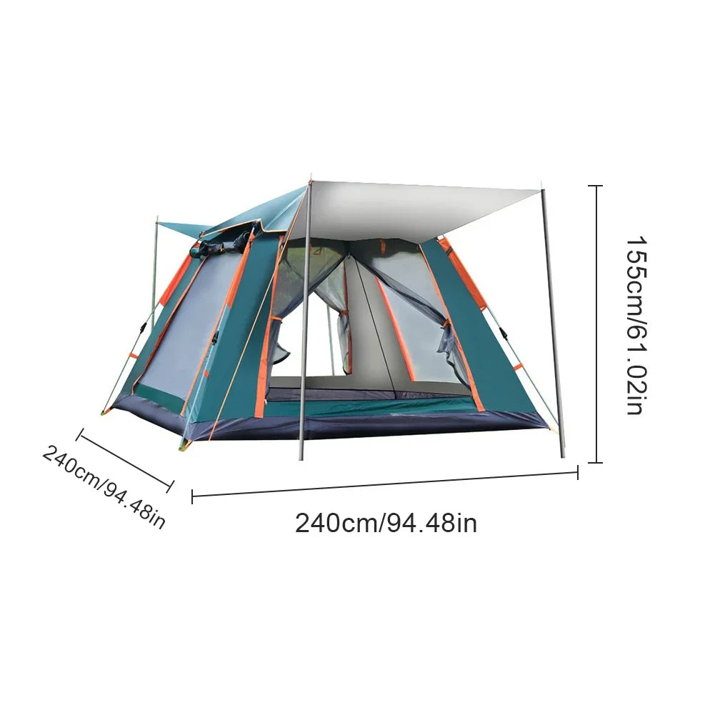 Automatic Quick Open Tent with Canopy Outdoor Folding Tent Sun-Protection Portable Hexagonal Tent for Family 3-4/4-6 People