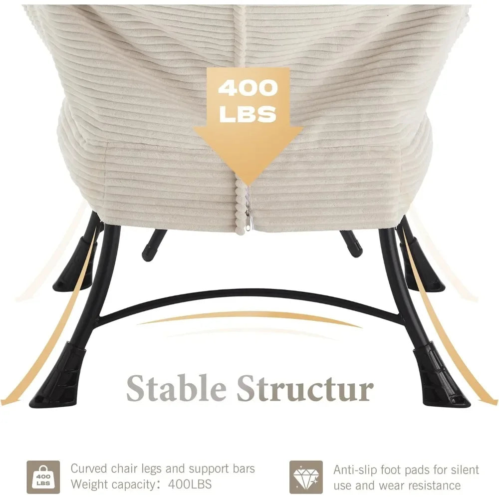 Lazy Chair with Ottoman Bedroom Chairs for Adults Modern Lounge Accent Chair with Armrests, Ergonomic Footrest for Small Spaces