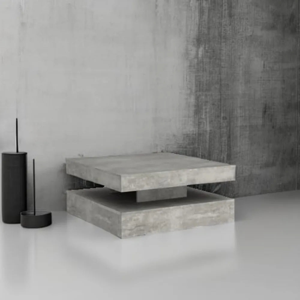 LED Coffee Table for Living Room, Living Room Table 2-Tier Square Middle Center Table, Modern Coffee Tables with Storage