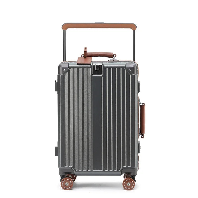 BunnyFly Suitcase Wide Handle Aluminum Frame Travel Rolling Luggage Trolley Case Men Women 20 24 Inches