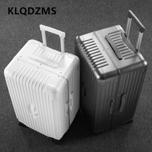 KLQDZMS New Luggage 20"24"26"28 Inch PC Aluminum Frame Boarding Box Large Capacity Trolley Case with Wheels Rolling Suitcase