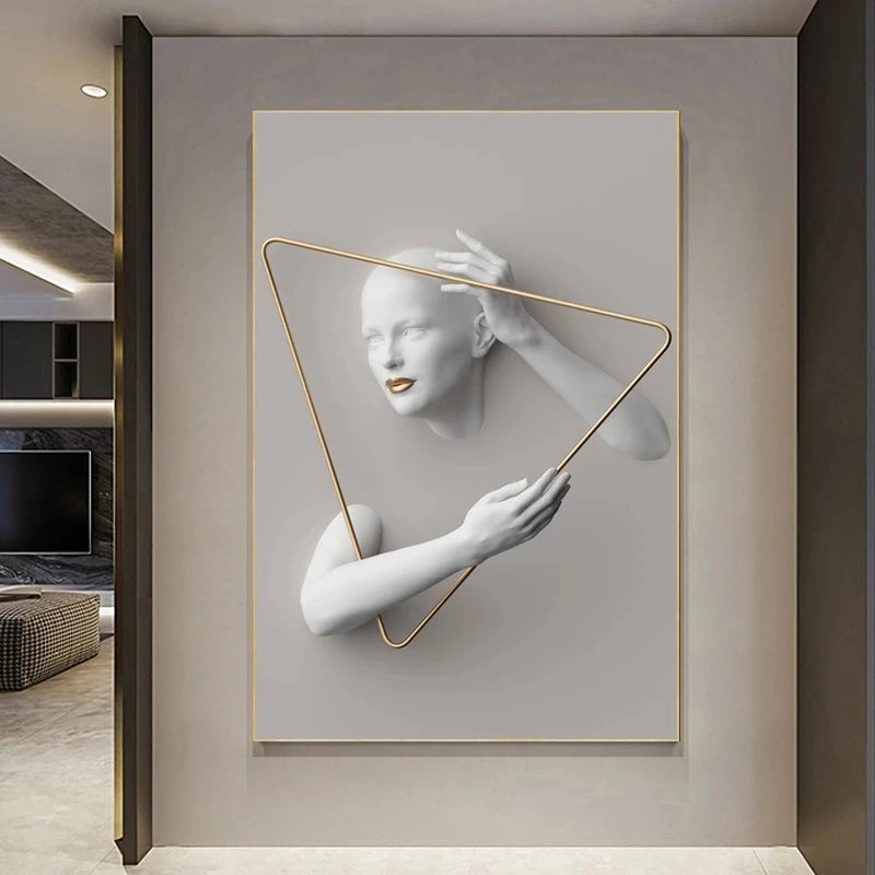 Woman Sculpture Poster Prints Woman Power Figure Statue Canvas Painting Cuadros Wall Art Pictures for Living Room Home Decor
