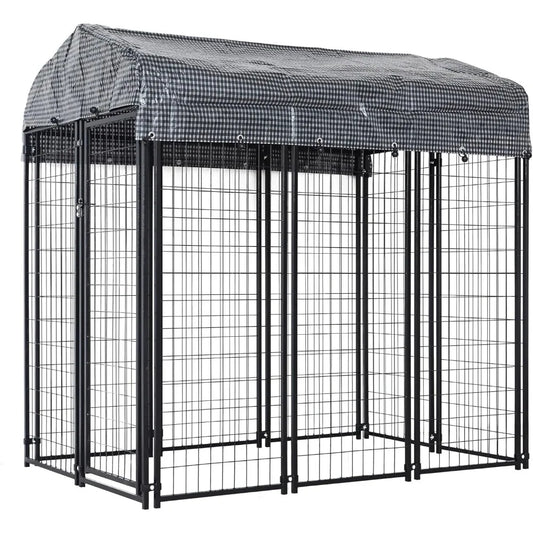 Outdoor Dog Kennel 6x4x6 FT, Expandable Modular Dog Kennel Outside, Heavy Duty Welded Wire Steel Dog Run Dog Playpen Fence