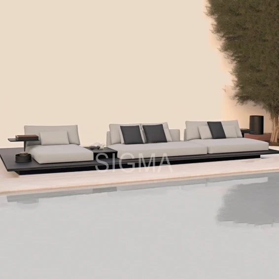 All Weather Outdoor Modern Patio Sofa Garden Furniture L Shape Luxury Aluminum Garden Sofa