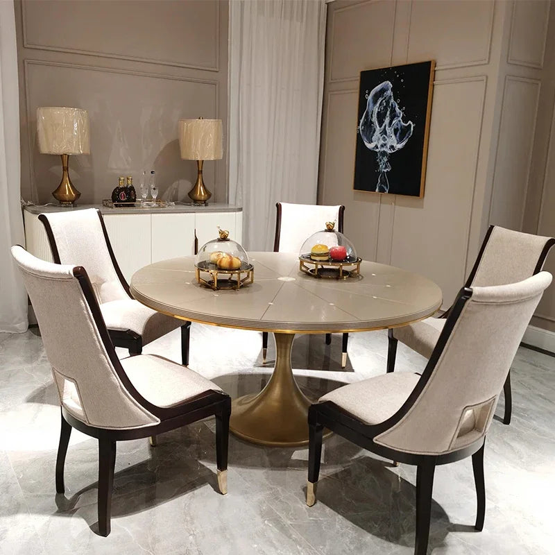 Modern Center Round Dining Table With Metal Leg