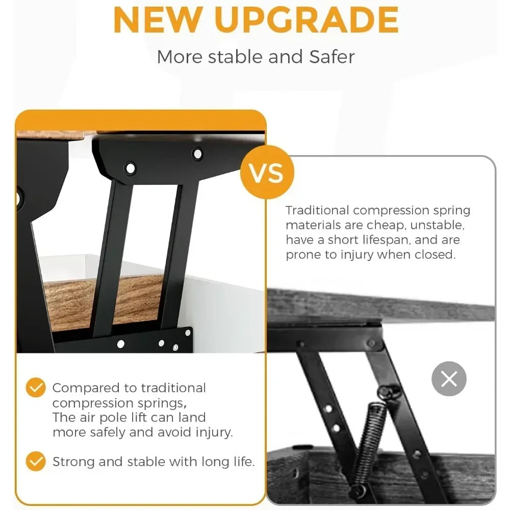 3 in 1 Lift Top Coffee Table, Ten Minutes Install Multifunction Coffee Table, Coffee Table Converts to Dining Table, Lift Top Di