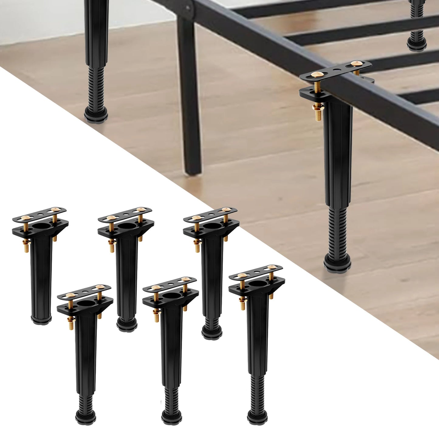 6Pcs Bed Frame Support Leg Plastic Height Adjustable Frame Slats Support Leg Foot Thickened Effective Protection Bed Support Leg