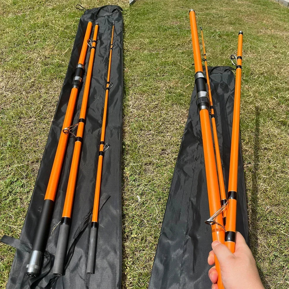 3.3M 3.6M 3.9M 4.2M Carp Rod 35kg Surf Fishing Rod Portable Travel Surf Spinning Rod 3 Piece Carbon Fiber Saltwater Fishing Rod