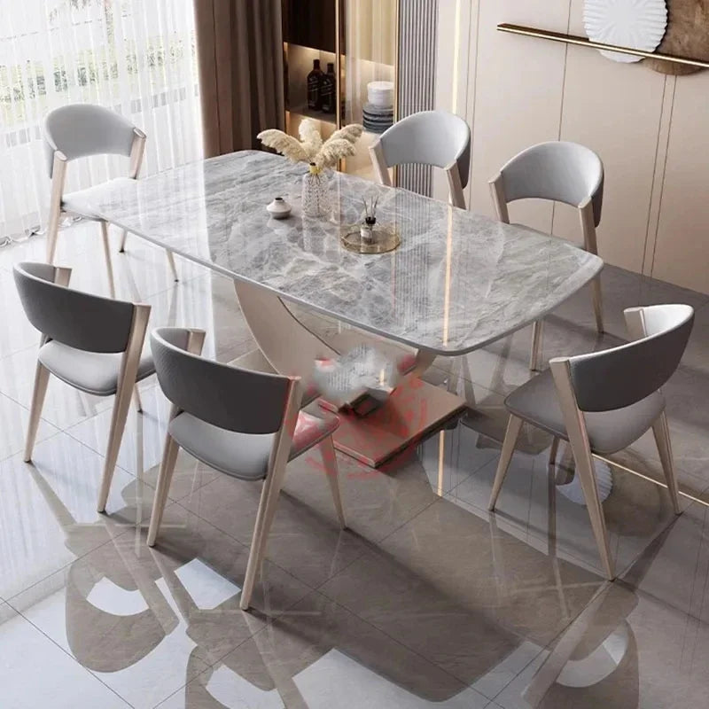Living Room Dining Table Luxury Nordic Modern Marble Rectangle Dining Table Minimalist European Mesa De Comedor Furniture