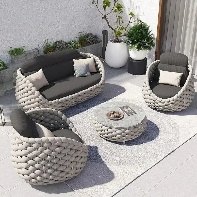 Outdoor Sofa Combination Double Chair Set Courtyard Terrace Villa Balcony LivingRoom Leisure Furniture All-Weather Patio Seating
