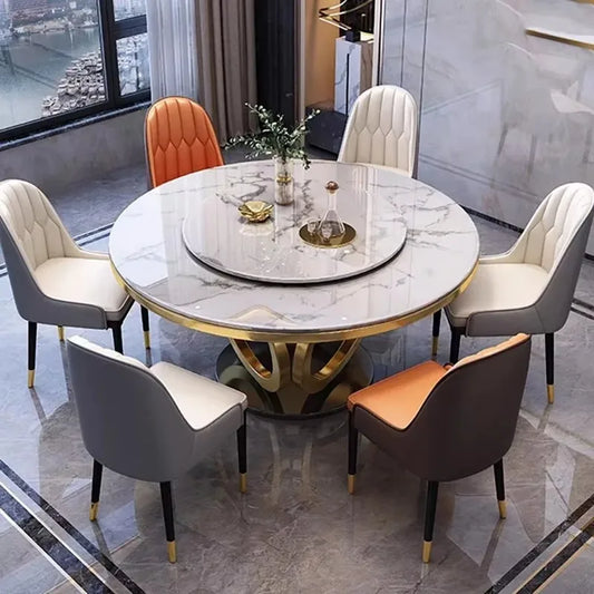 Round Trendy Dining Table Nordic Aesthetic Beauty Modern Dining Table Luxury Home Kitchen Mesa De Comedor Garden Furniture Sets