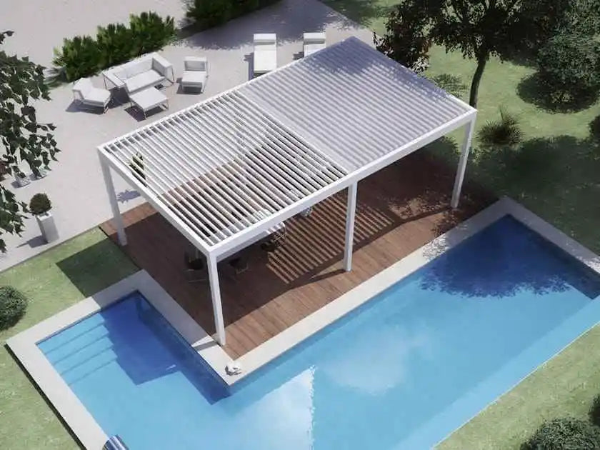 Luxury Patio Waterproof Hardtop Gazebo Garden Pergola Aluminium Outdoor Hardtop Louvered Roof Feature