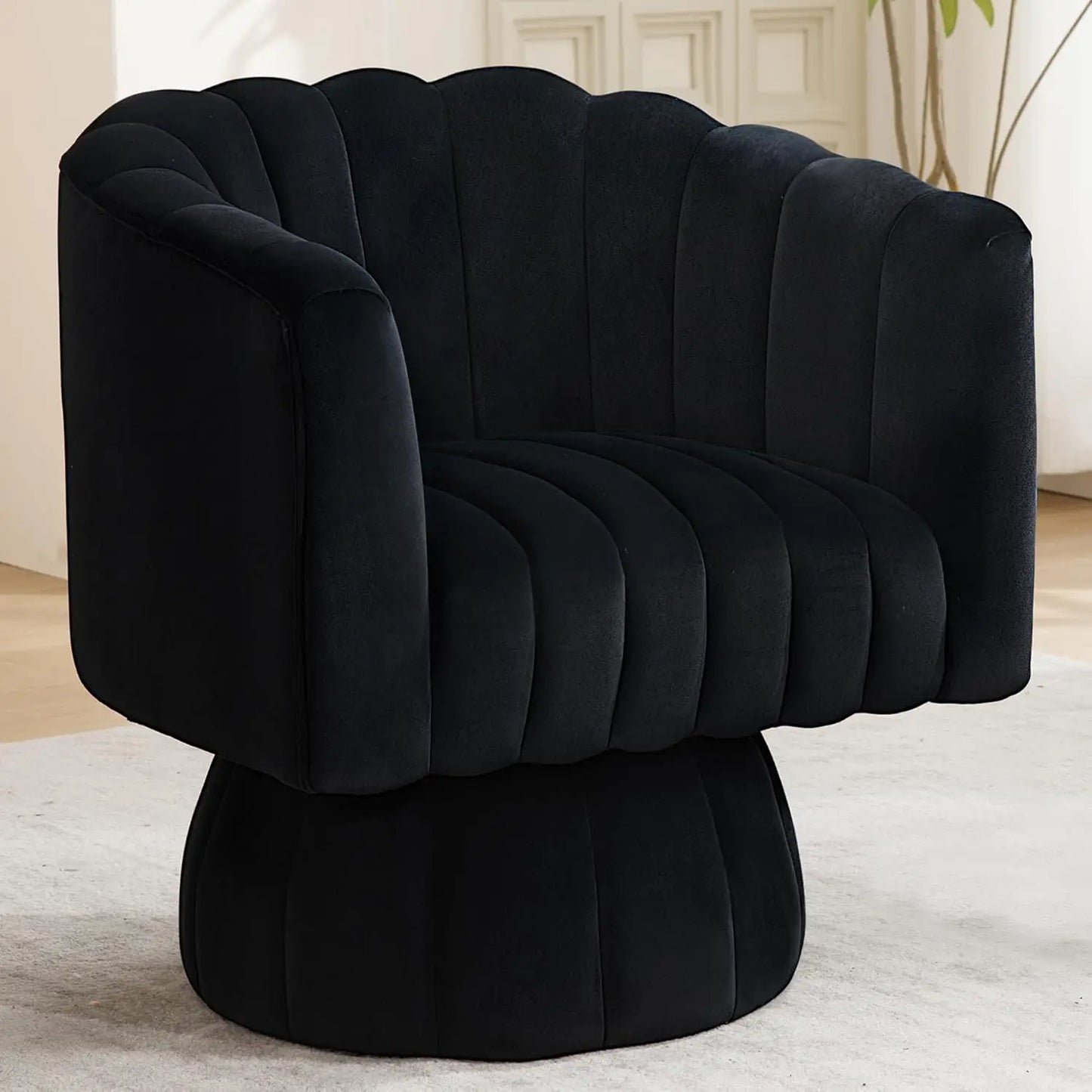 Swivel Accent Barrel Chair - Cute Comfy Small Round 360° Arm Chair Velvet Sofa Club Reading Chair for Living Room Bedroom