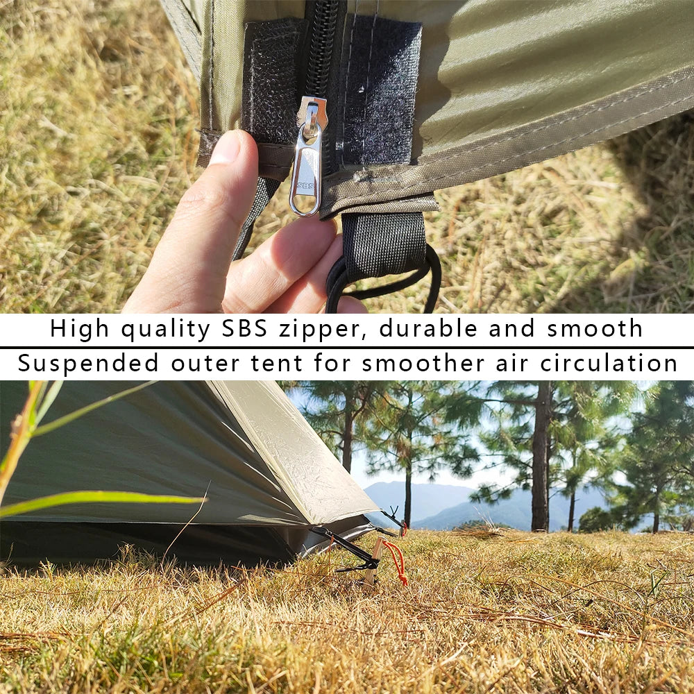 Solo Tent Ultralight Tipi Tent Outdoor Camping Light Pyramid Tent Portable Single Tent Waterproof Hiking Backpacking Trekking