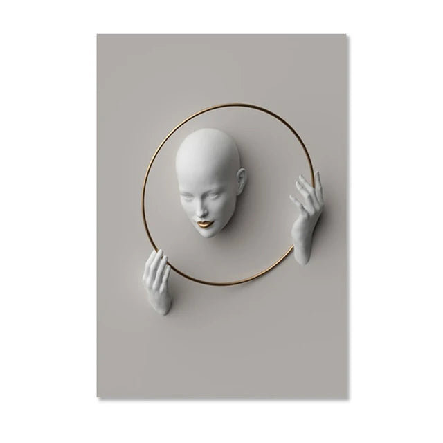 Nordic Figure Statue Art Canvas Painting Abstract Women Portrait Art Poster and Print Wall Pictures for Modern Living Room Decor