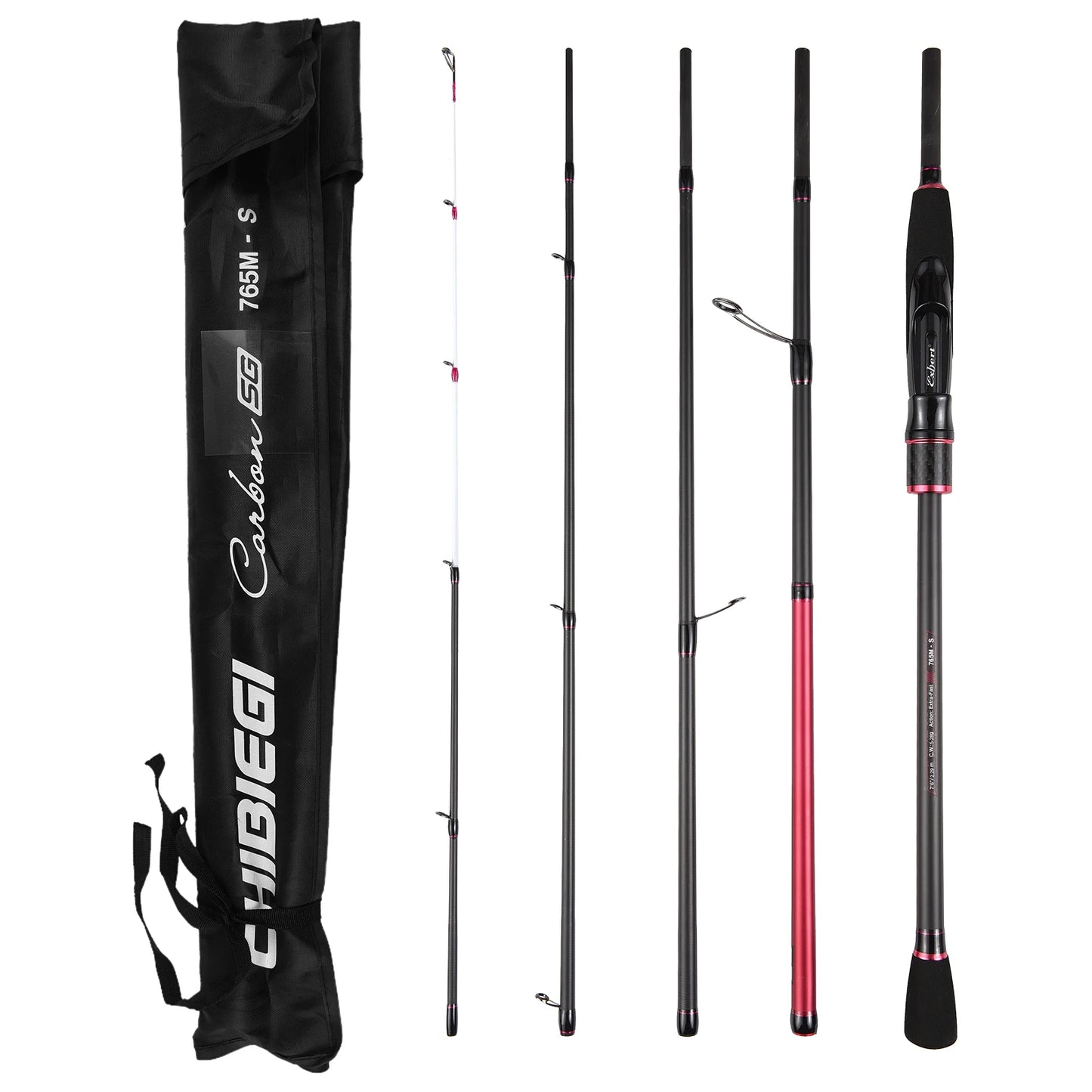 5 Sections Fishing Pole Ultralight Spinning Rod Travel Fishing Rod with Storage Bag
