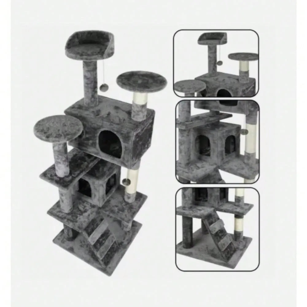 Cat Tree Tower 55" Activity Center Large Playing House Condo For Rest