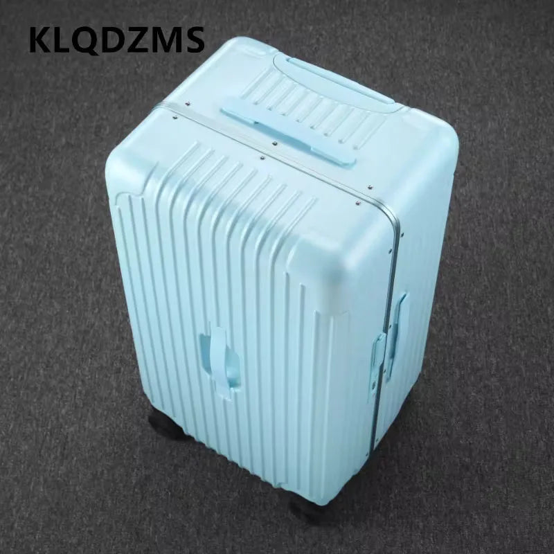 KLQDZMS New Luggage 20"24"26"28 Inch PC Aluminum Frame Boarding Box Large Capacity Trolley Case with Wheels Rolling Suitcase