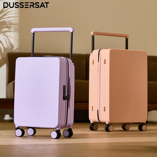 Durable Wide Handle Travel Suitcase Carry-On PC Material Luggage Trolley Case for Men And Women Available in 20 24 26 Inch Sizes