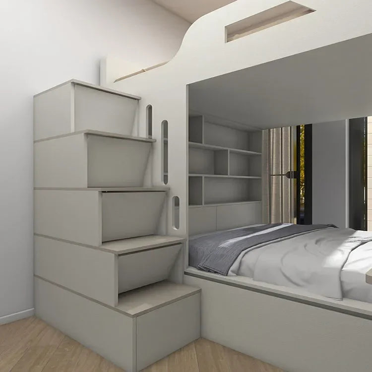 Custom Bunk Bed, High and Low Bed Staggered Tatami, Bed Cabinet Integrated Combination, Bedroom Furniture, Small Apartment