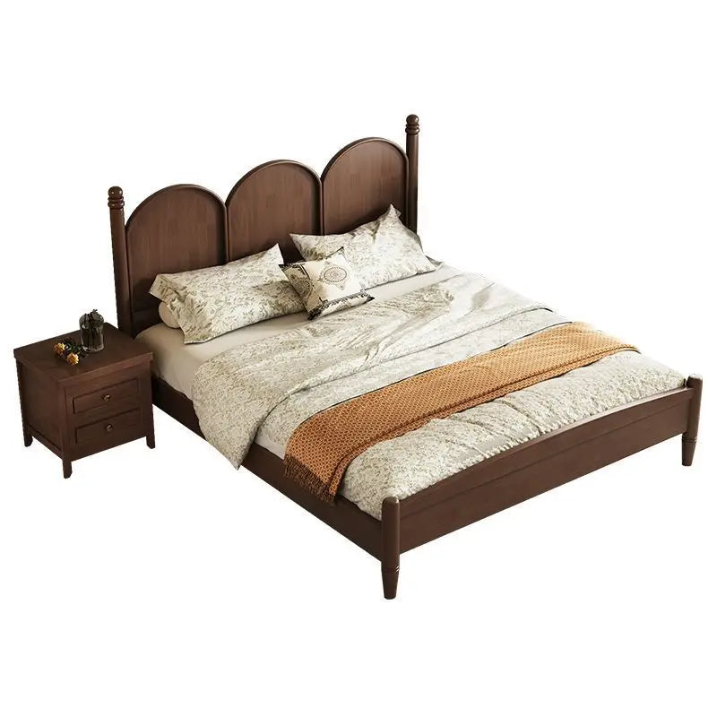 Retro French solid wood bed walnut American master bedroom double bed 1.51.8 modern minimalist antique bed and breakfast