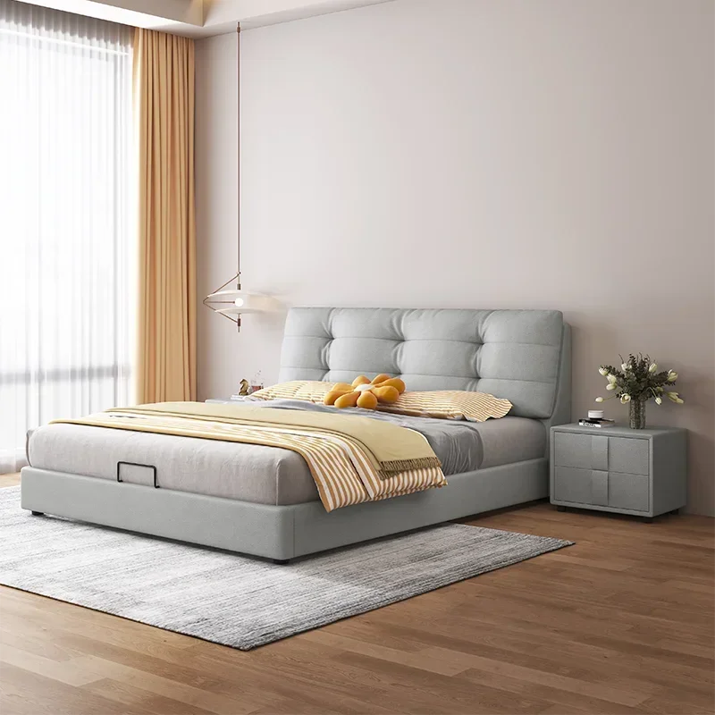 Modern Soft Bed Frames Set Room Furniture Set Luxury Unique Fabric Slatted King Queen Size Wood Bed With Frame