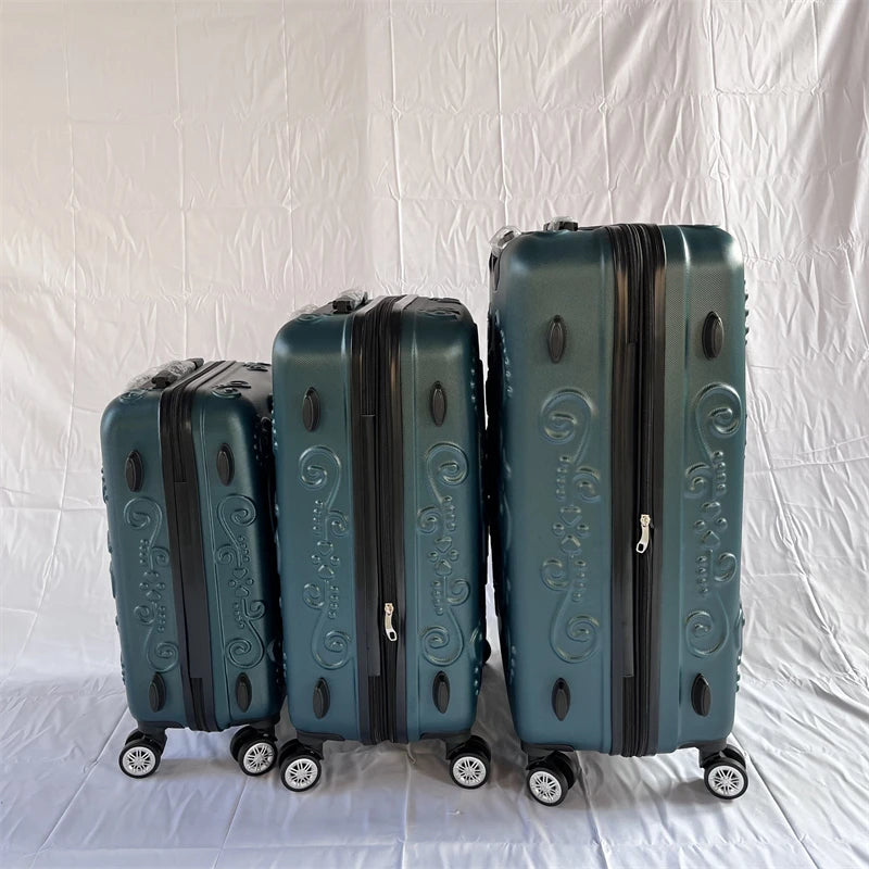 Large Expandable Skull Suitcase Set 3 Pieces Trolley Case Rolling Luggage Three Pieces With Wheels