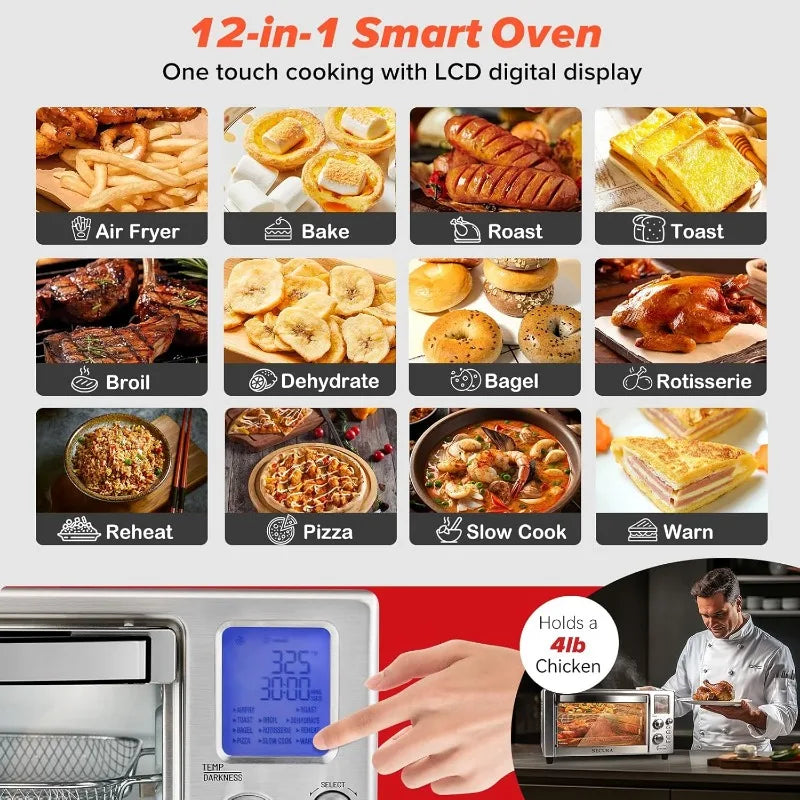 Air Fryer Toaster Smart Oven Combo, 23 Quart XL Capacity Convection Oven Countertop, Fits 10 Inch Pizza