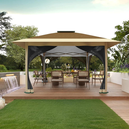 13' x 13' Outdoor Gazebo, Double Roof Patio Gazebo Quick Setup Instant Canopy Tent Instant Canopy Gazebo Shelter