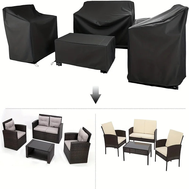 420D Outdoor Furniture Cover Waterproof, 4-Piece Patio Furniture Covers for 4 PCS Patio Outdoor Conversation Set, Included: Ourd