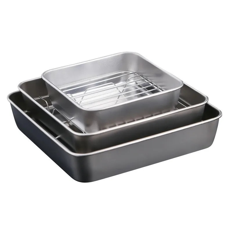 Deep Toaster Oven Tray Pan Stainless Steel Baking Pan Small Cookie Tray Brush Finished & Easy Clean Non Toxic & Dishwasher Safe