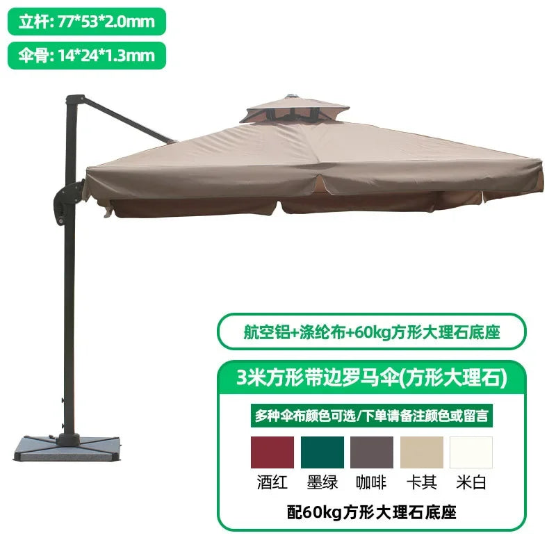 Outdoor Parasol Garden  Stall Large Garden Villa Terrace Large Square Outdoor Roman Umbrella