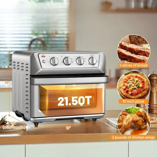 Air Fryer Toaster Oven, 7-in-1 Convection Countertop Oven w/Auto-Shut-Off, Timer, Accessories, Cookbook