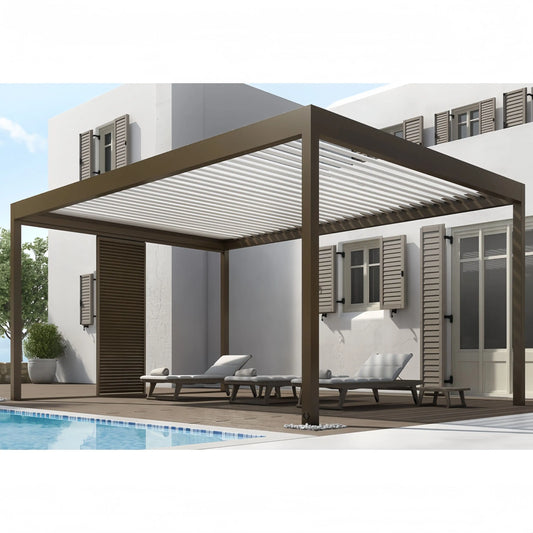 Luxury Patio Waterproof Hardtop Gazebo Garden Pergola Aluminium Outdoor Aluminum Louvered Roof System