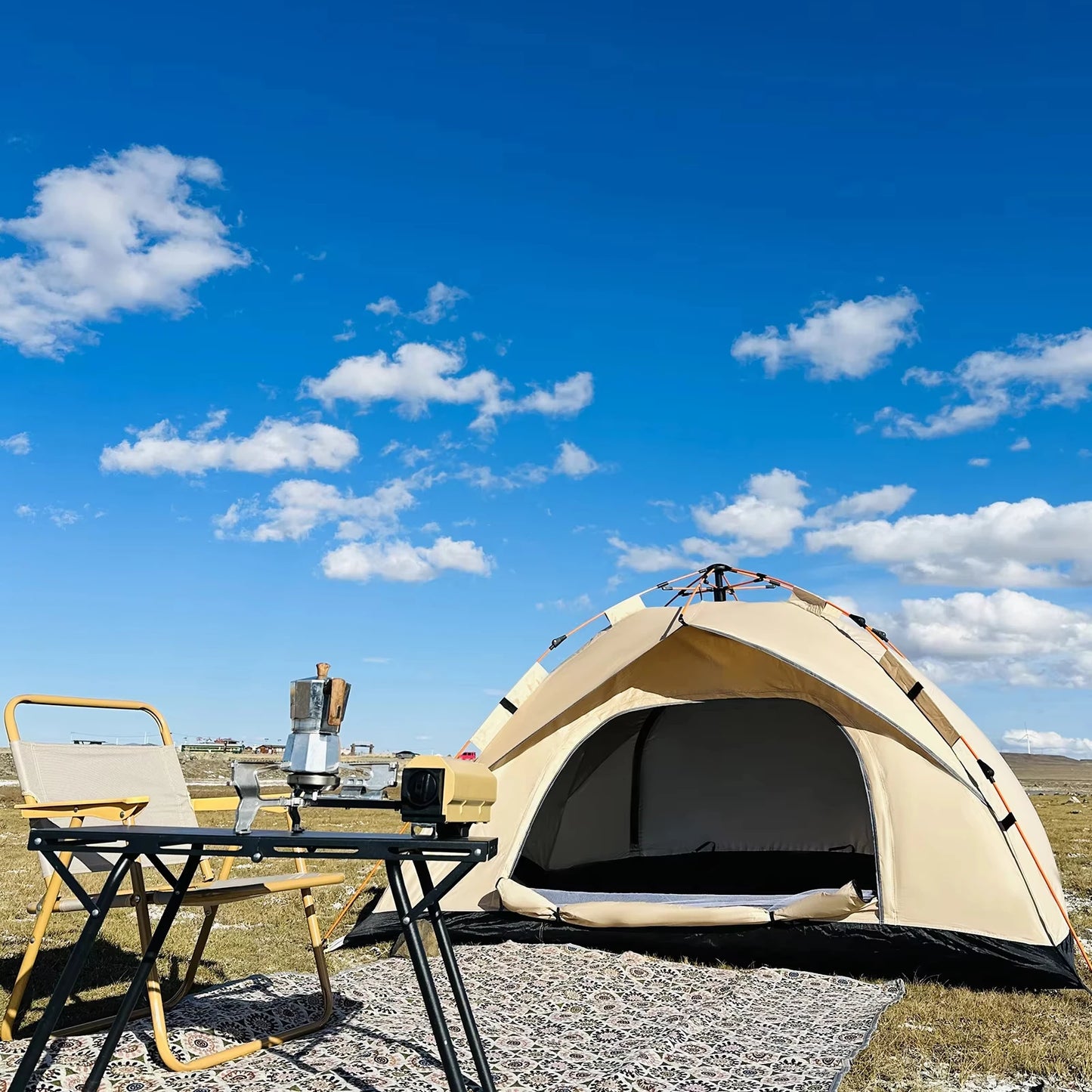 Outdoor With Windows Tent Fully Automatic Quick Opening Tent 3-4 Person Self Driving Camping Tent Rain Proof Sun Proof Portable