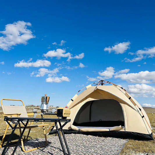 Outdoor With Windows Tent Fully Automatic Quick Opening Tent 3-4 Person Self Driving Camping Tent Rain Proof Sun Proof Portable