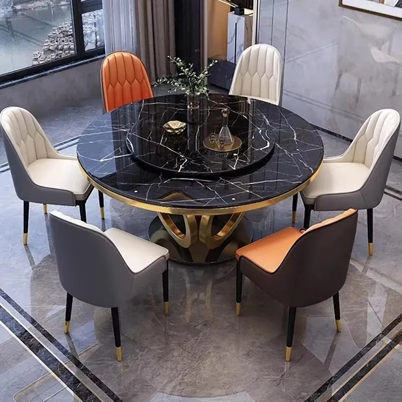 Round Trendy Dining Table Nordic Aesthetic Beauty Modern Dining Table Luxury Home Kitchen Mesa De Comedor Garden Furniture Sets