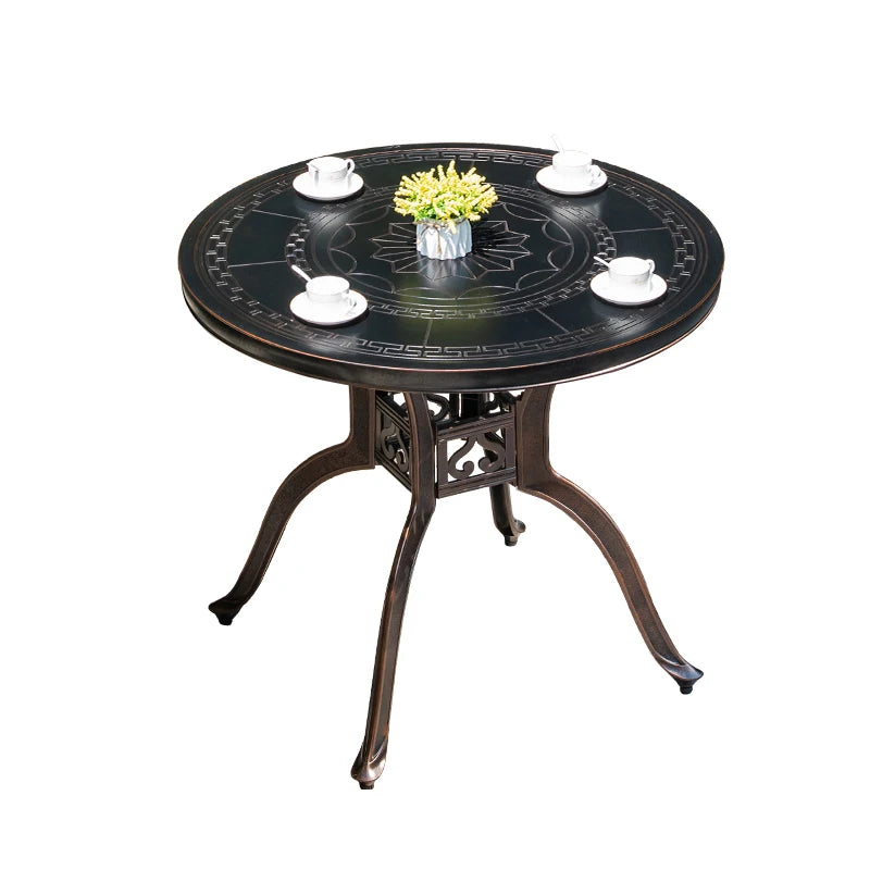 2025 Newest Outdoor Table Round Patio Dining Table Metal Furniture Cast Aluminium Round Table for Garden Yard