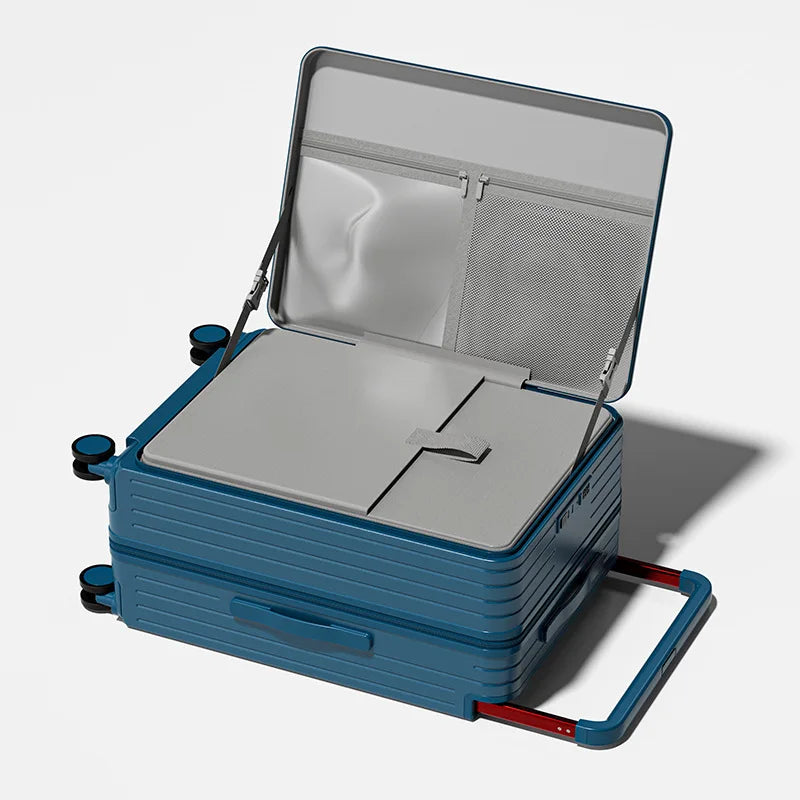 KLQDZMS Suitcase on Wheels 20"24"26 Inch Large Capacity Trolley Case Front Opening Laptop Boarding Case Women's PC Luggage