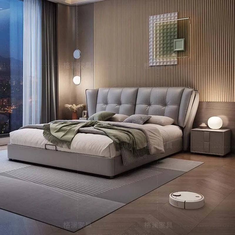 Europian Minimalist Bed Under Storage Wood Modern Multifunctional Bed King Size Lounge Camas De Casal De Luxo Room Decor