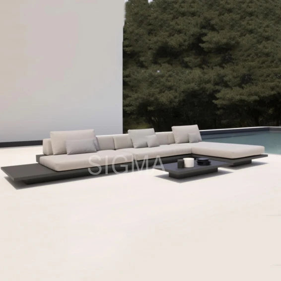 All Weather Outdoor Modern Patio Sofa Garden Furniture L Shape Luxury Aluminum Garden Sofa