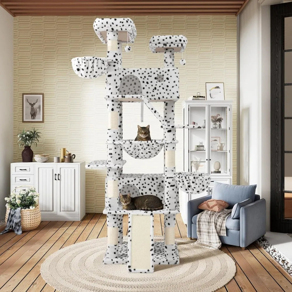 LUCK SHA CERLIN 81in Multi-Level Tall Cat Tree Tower For Indoor Kitties/Larger Cat Condo Furniture With Hammock/Cozy Pussycat